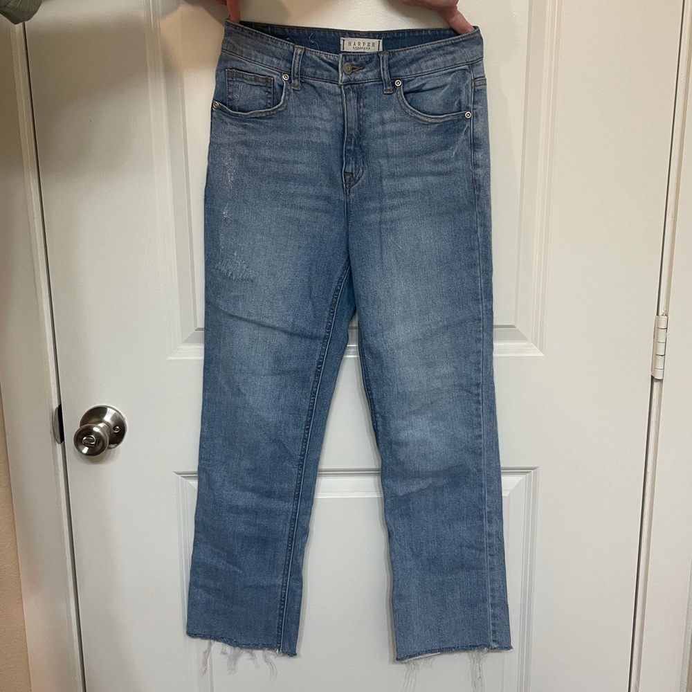 Harper Heritage High Rise Straight Fray Jeans